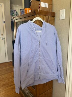JOHN GALT Pale Blue Full Zip-Up Hoodie